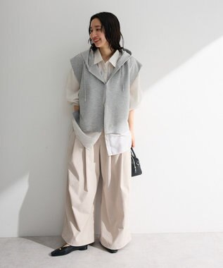 Green Parks フード付ベスト Gray Mixture