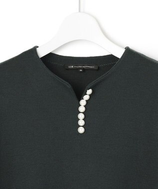 23区 ウールブレンド ラインパール プルオーバー ダークグリーン系