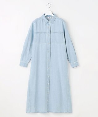 J.PRESS LADIES コットンリネン 7oz デニム シャツ ワンピース ブリーチ系