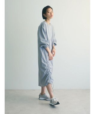 Green Parks armonia.異素材シャーリングワンピース Light Gray