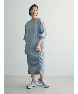 Green Parks armonia.異素材シャーリングワンピース Light Gray