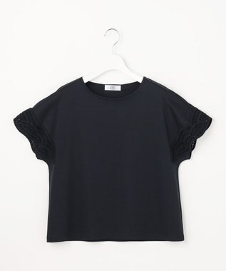 J.PRESS LADIES S 【一枚で着映え・シーンレスに活躍】コットンスムース レースデザイン カットソー ネイビー系