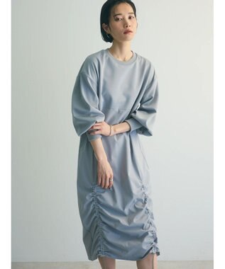 Green Parks armonia.異素材シャーリングワンピース Light Gray