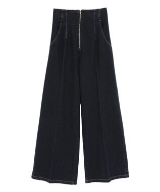 earth music&ecology フロントＺＩＰバックレースアップデニム Indigo