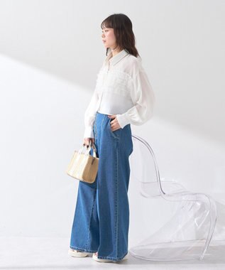 earth music&ecology フロントＺＩＰバックレースアップデニム Medium Indigo