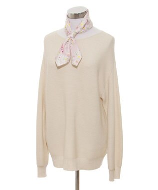 MOONBAT 【シルク100%】フルラ (FURLA) 小花柄 シルクプリントスカーフ 58cm×58cm ペールピンク