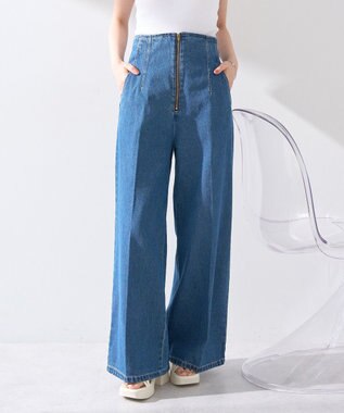 earth music&ecology フロントＺＩＰバックレースアップデニム Medium Indigo