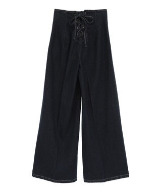 earth music&ecology フロントＺＩＰバックレースアップデニム Indigo