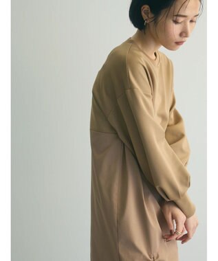 Green Parks armonia.異素材シャーリングワンピース Light Gray