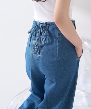 earth music&ecology フロントＺＩＰバックレースアップデニム Medium Indigo