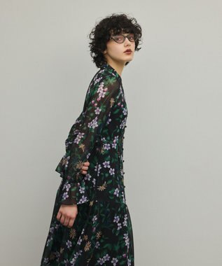 GRACE CONTINENTAL ドロストティアードフレアワンピース ブラック
