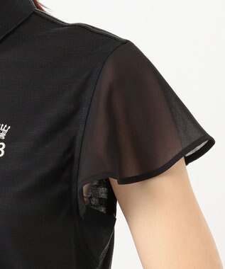 23区GOLF 【WOMEN】【吸汗速乾/日本製】ミラノリブボーダーシャツ ブラック系