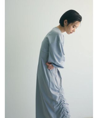 Green Parks armonia.異素材シャーリングワンピース Light Gray