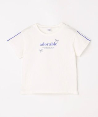 ANY KIDS 【一部店舗/WEB限定】【綿100%】プリント 半袖Tシャツ オフホワイト×ライン