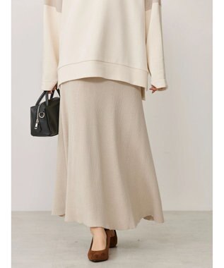 AMERICAN HOLIC リブフレアロングスカート Light Beige