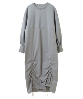 Green Parks armonia.異素材シャーリングワンピース Light Gray