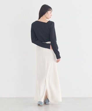 earth music&ecology アシメネックリブプルオーバー Black