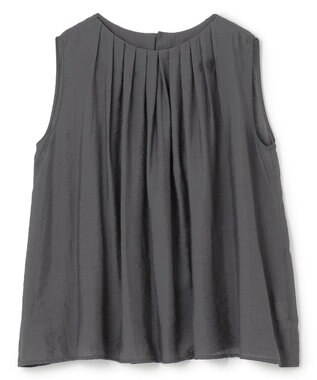 UNFILO ヴィンテージシアー プリーツブラウス チャコール