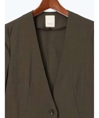 Te chichi 麻調Yカラージャケット チャコールグレー