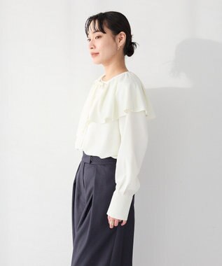 CRAFT STANDARD BOUTIQUE ＜セレモニー＞着脱可能/2WAYフリルカラーブラウス Off White
