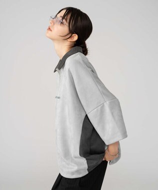 WEGO 【ユニセックス着用ITEM/MLサイズ展開】フェイクスウェードドルマンハーフZIPT（SS） ライトグレー