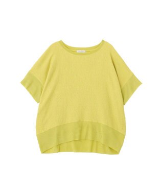 Green Parks シアーリブ切替楊柳プルオーバー Lime Green