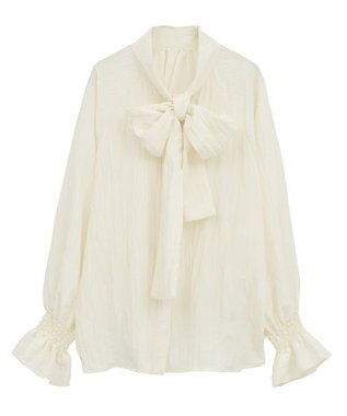 Green Parks ボウタイリボンブラウス Ivory