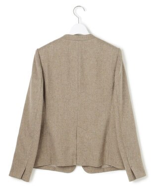 23区 【洗える】ウールライクカルゼ ノーカラー ジャケット ブラウン系