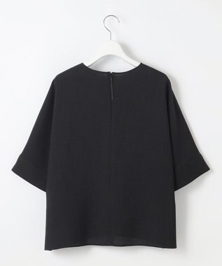 自由区 【セットアップ対応・接触冷感・UVカット・洗える】ライトリネンライク Tブラウス ブラック