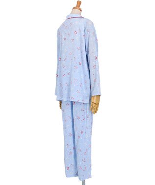 Wing パジャマ 綿100%(本体) 楊柳素材 高島ちぢみ（R） 長袖 長ズボン レディース EP8042 ウイング／ワコール サックス