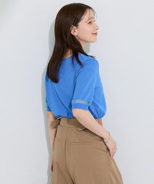 Green Parks 袖シアーニットプルオーバー Blue
