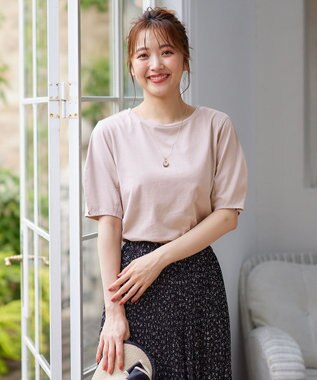 ANY SIS 【汗ジミ防止・UVケア】アーモンドスリーブ カットソー ローズグレー