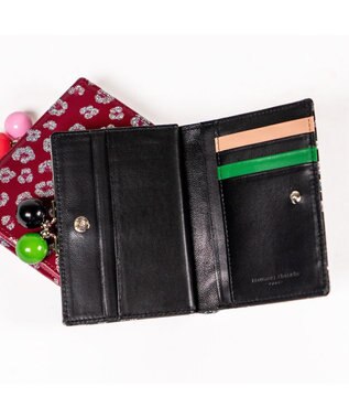 tsumori chisato CARRY グリッターフラワー がま口 2つ折り財布 ブラック