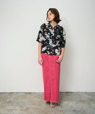 GRACE CONTINENTAL リゾートプリントシャツ ブラック