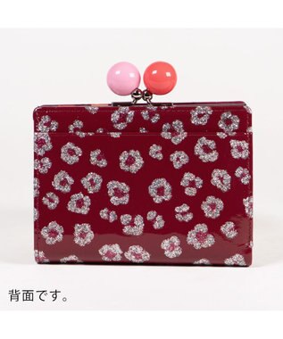 tsumori chisato CARRY グリッターフラワー がま口 2つ折り財布 ボルドー