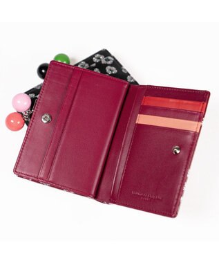 tsumori chisato CARRY グリッターフラワー がま口 2つ折り財布 ボルドー