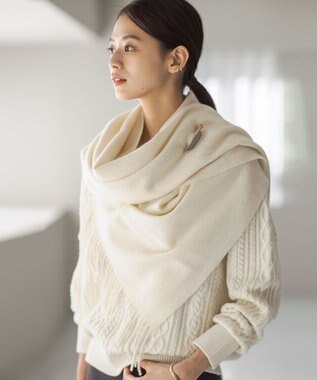 J.PRESS LADIES カシミヤ リバーシブル ヘリンボーン ストール アイボリー系