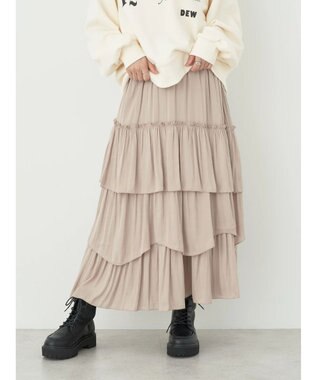 earth music&ecology ランダムティアードスカート Beige