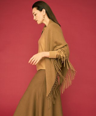 自由区 L 【カタログ掲載】ファインウールカシミヤドルマンシルエット ニット キャメル系