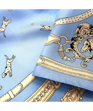 Marca 【Marcaオリジナル】ドッグ 小判 シルクツイル スカーフ ブルー