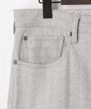 JOSEPH ABBOUD 【キングサイズ・イタリア素材/ストレッチ】ヘリンボンモールスキン5ポケットデザインパンツ ライトグレー系