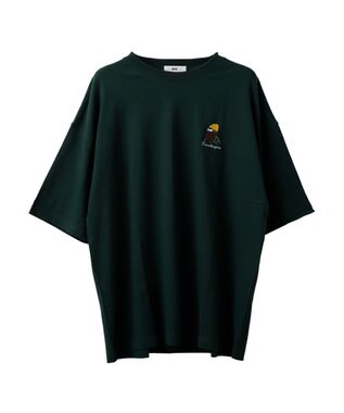 WEGO ヒゲサガラ刺繍Tシャツ ダークグリーン