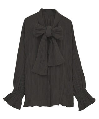 Green Parks ボウタイリボンブラウス Black