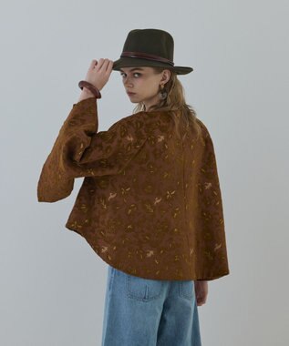 GRACE CONTINENTAL サラサジャガードケープジャケット ブラウン