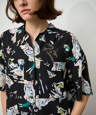 GRACE CONTINENTAL リゾートプリントシャツ ブラック