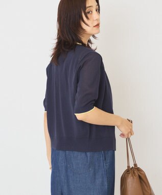 AMERICAN HOLIC 配色フリルレイヤードカーディガン Dark Navy