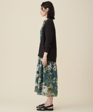 自由区 ジオメトリックモチーフ カーディガン ダークブラウン