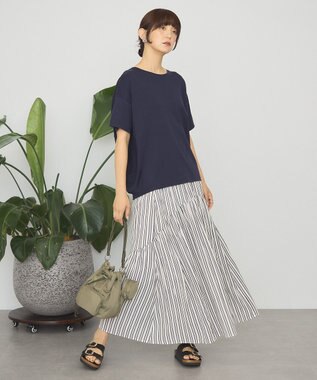 AMERICAN HOLIC 楊柳ギャザーボリュームフレアスカート Stripe