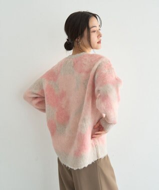 YECCA VECCA フラワー柄シャギーニット Pink