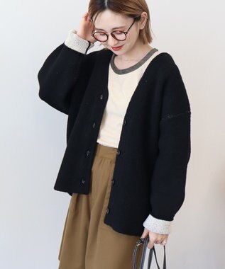 AMERICAN HOLIC ＶネックＷフェイスニットカーディガン Beige